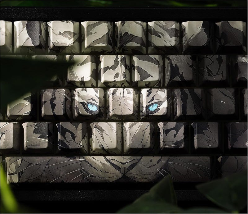 GMKWTL أغطية مفاتيح XVX Tiger Double Shot PBT، مجموعة أغطية مفاتيح مطبوعة من الجانبين، مناسبة لأغطية مفاتيح لوحة المفاتيح بروفايل شيري، صبغ صبغ بالألوان، مناسبة للوحة المفاتيح 60% 65% 75% 80% 96% 100% - Image 1